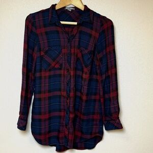 Go Silk Plaid Button Down Shirt Women's M‎